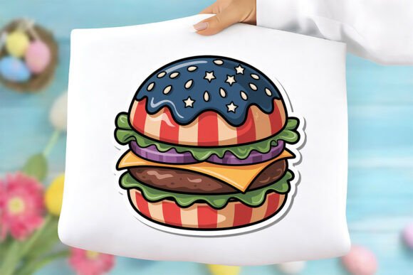 Patriotic American Flag Burger PNG: Graphics & Freebies