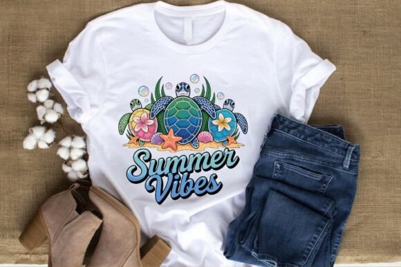 Summer Vibes Turtle PNG: Freebies & Graphics