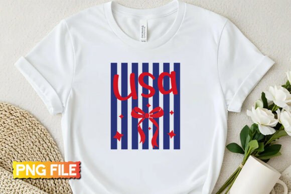 USA Preppy Striped Coquette Bow: Freebies & Graphics